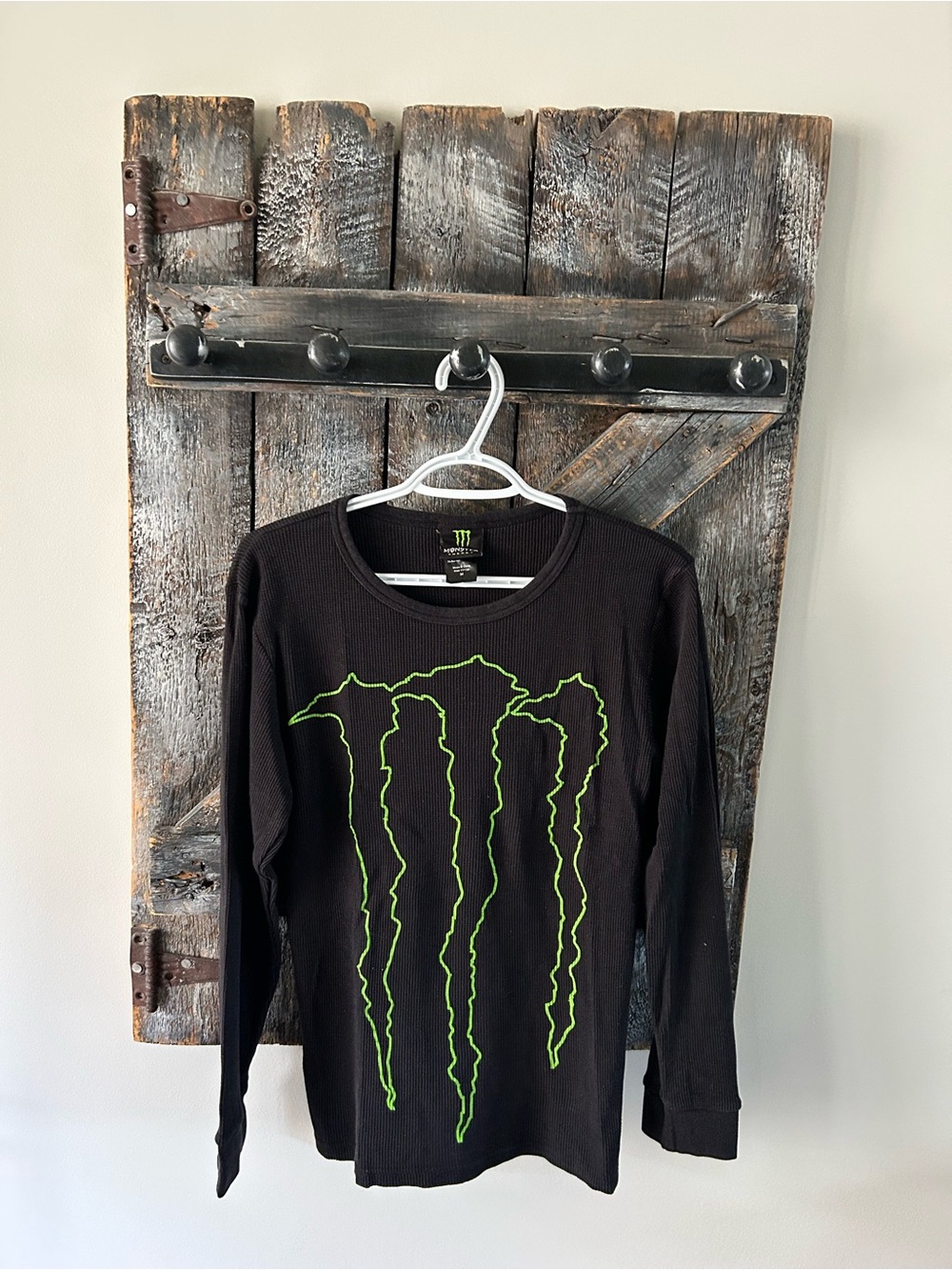 Men's Monster Energy Black Long-Sleeve Waffle Tee